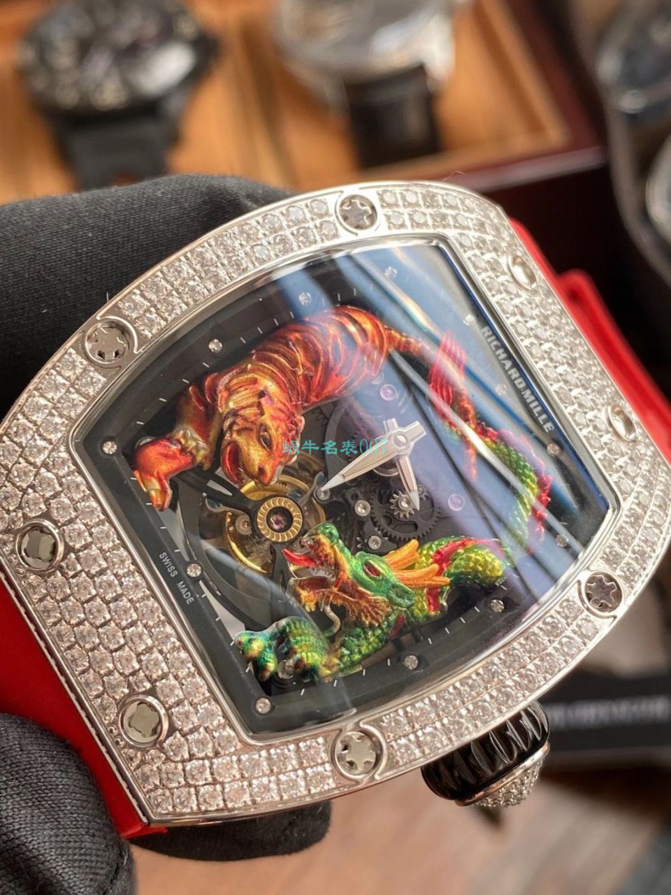  copy customized 款 RICHARD MILLE RM 51-01龙虎满钻真超A高仿 Tourbillon 手表 / RM 51-01
