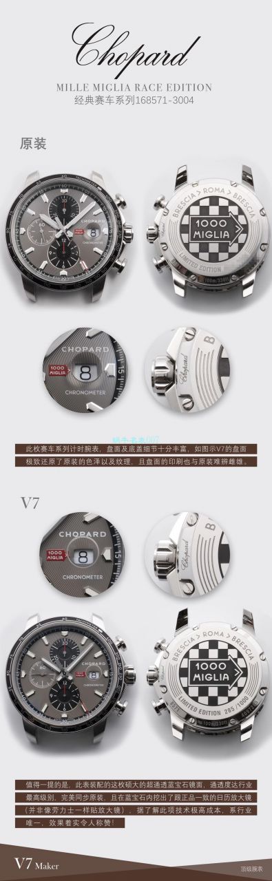 【多 Video analysis 】史上最强 Chopard 手表V7 Factory chopard赛车系列精品 终极大作  / XB077