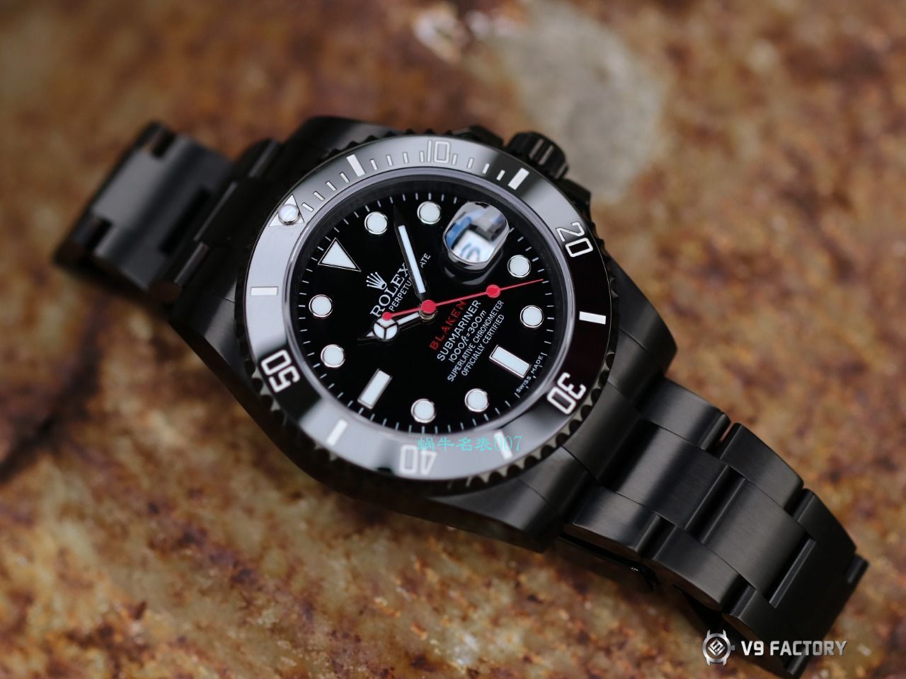 V9 Factory  Rolex 水鬼 top 复刻手表BLAKEN  SUBMARINER  DATE LV官方同款曜黑改装版 / R670
