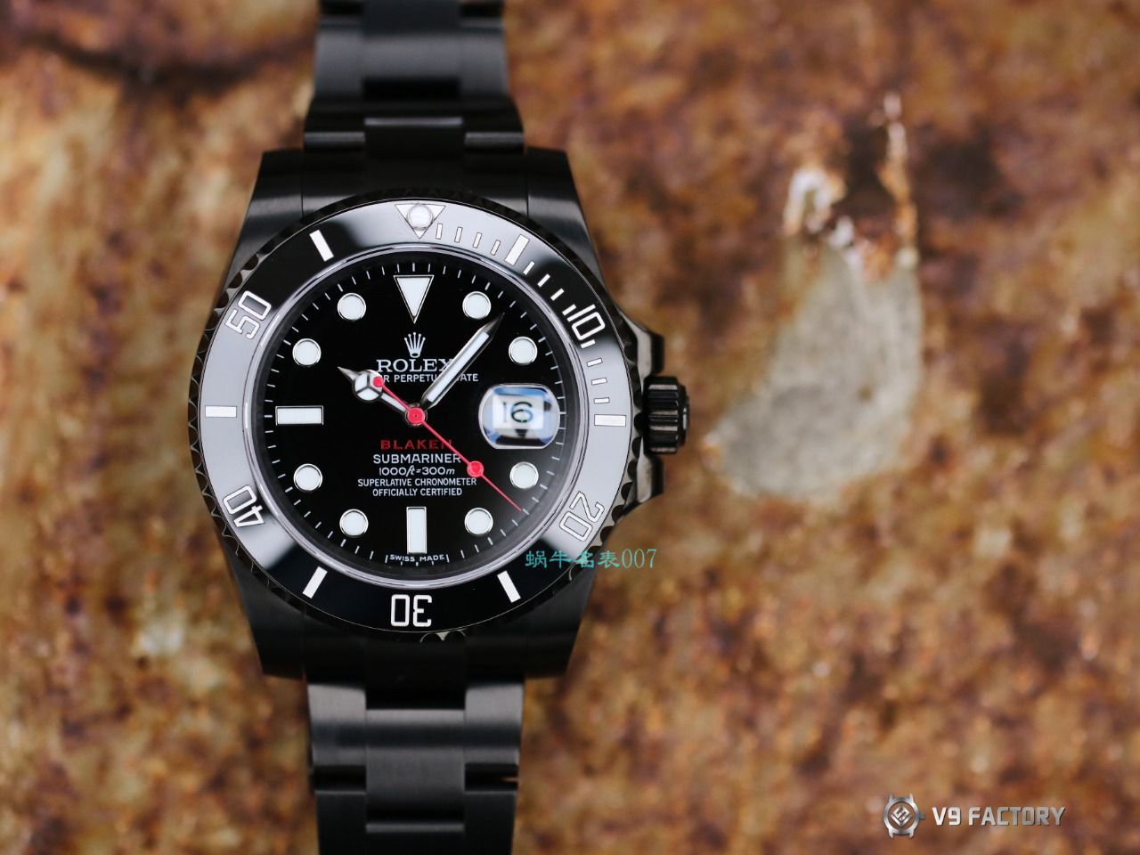 V9 Factory  Rolex 水鬼 top 复刻手表BLAKEN  SUBMARINER  DATE LV官方同款曜黑改装版 / R670