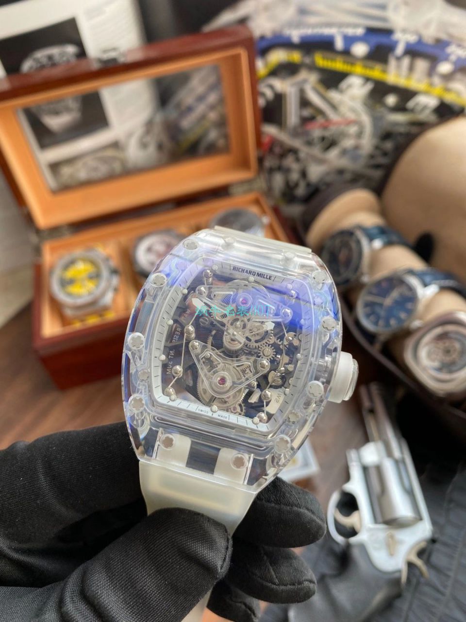 【 Video analysis 】EUR  Factory  RICHARD MILLE  Tourbillon RM056，RM 56-02雪琉璃全透明1比1高仿手表 / RM 56-02EUR
