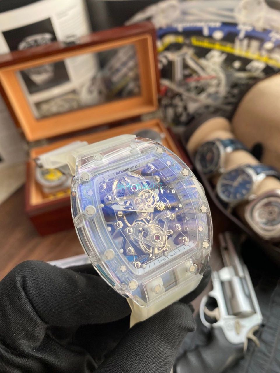 【 Video analysis 】EUR  Factory  RICHARD MILLE  Tourbillon RM056，RM 56-02雪琉璃全透明1比1高仿手表 / RM 56-02EUR