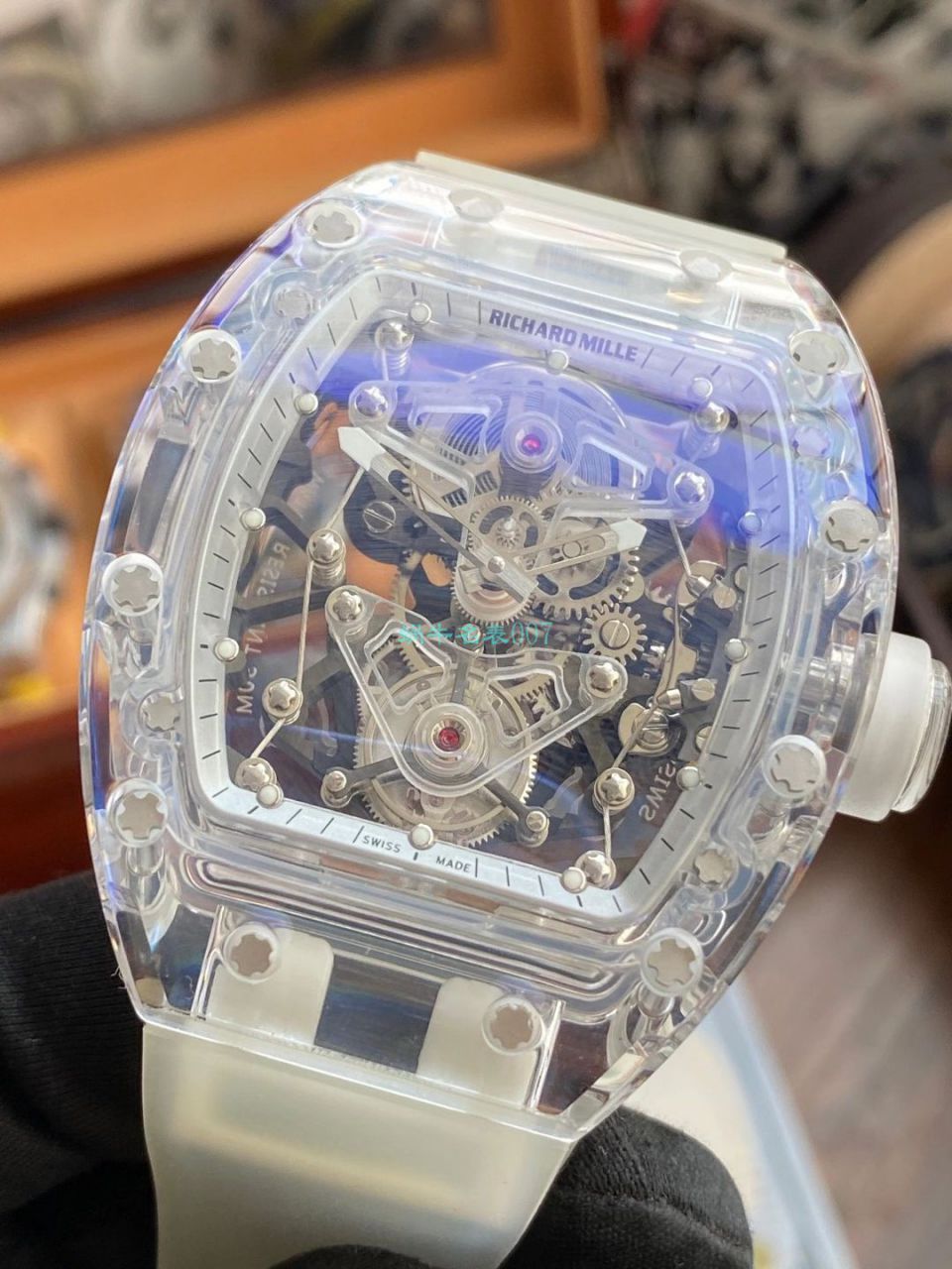 【 Video analysis 】EUR  Factory  RICHARD MILLE  Tourbillon RM056，RM 56-02雪琉璃全透明1比1高仿手表 / RM 56-02EUR