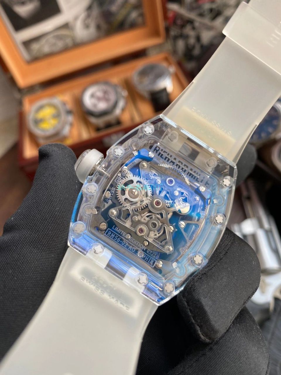 【 Video analysis 】EUR  Factory  RICHARD MILLE  Tourbillon RM056，RM 56-02雪琉璃全透明1比1高仿手表 / RM 56-02EUR
