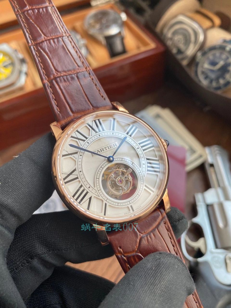 【评测视频】BBR Factory  Cartier  ROTONDE DE  Cartier  1比1高仿 Tourbillon 手表W1556215 wrist watch  / K317
