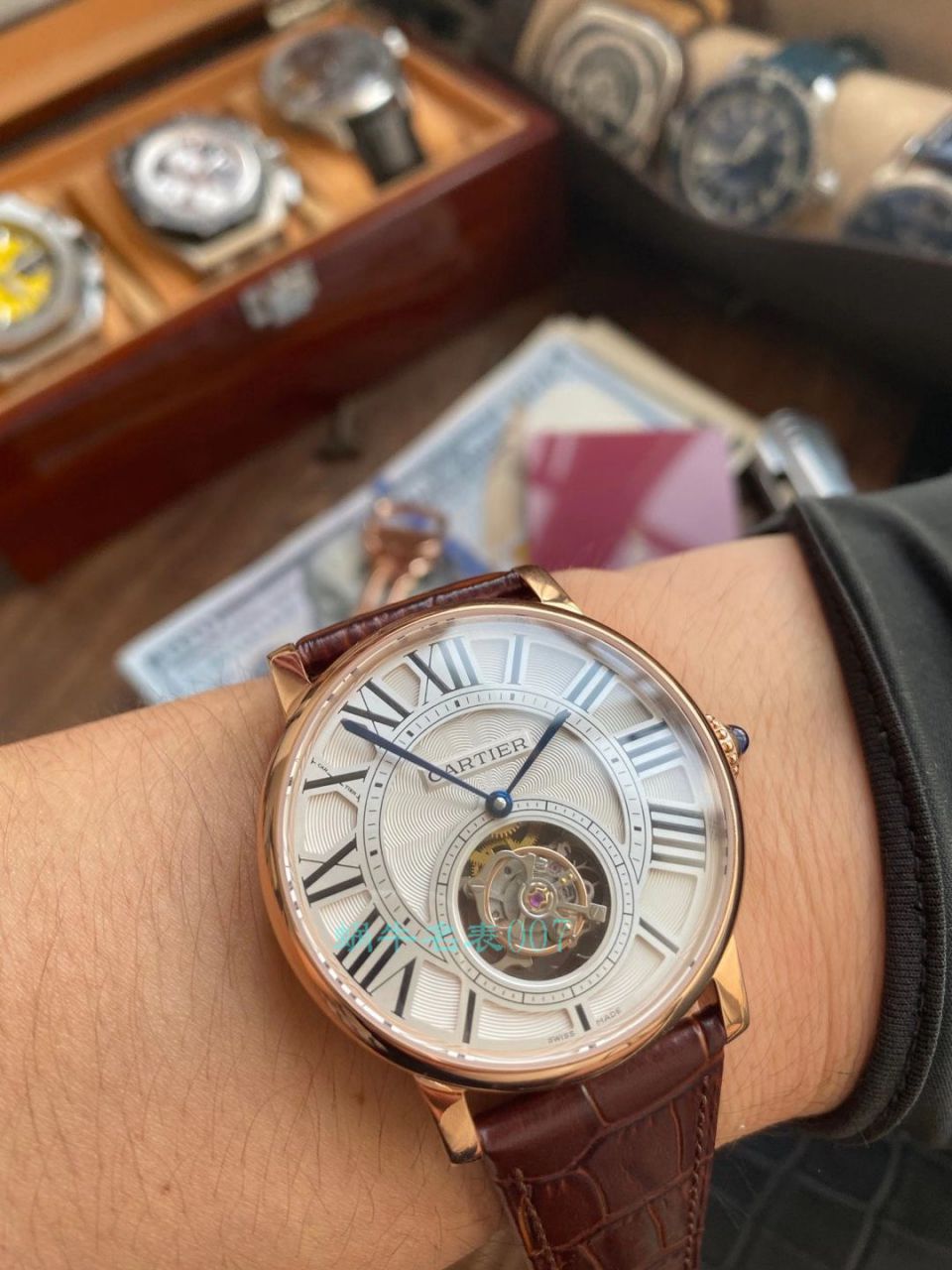 【评测视频】BBR Factory  Cartier  ROTONDE DE  Cartier  1比1高仿 Tourbillon 手表W1556215 wrist watch  / K317