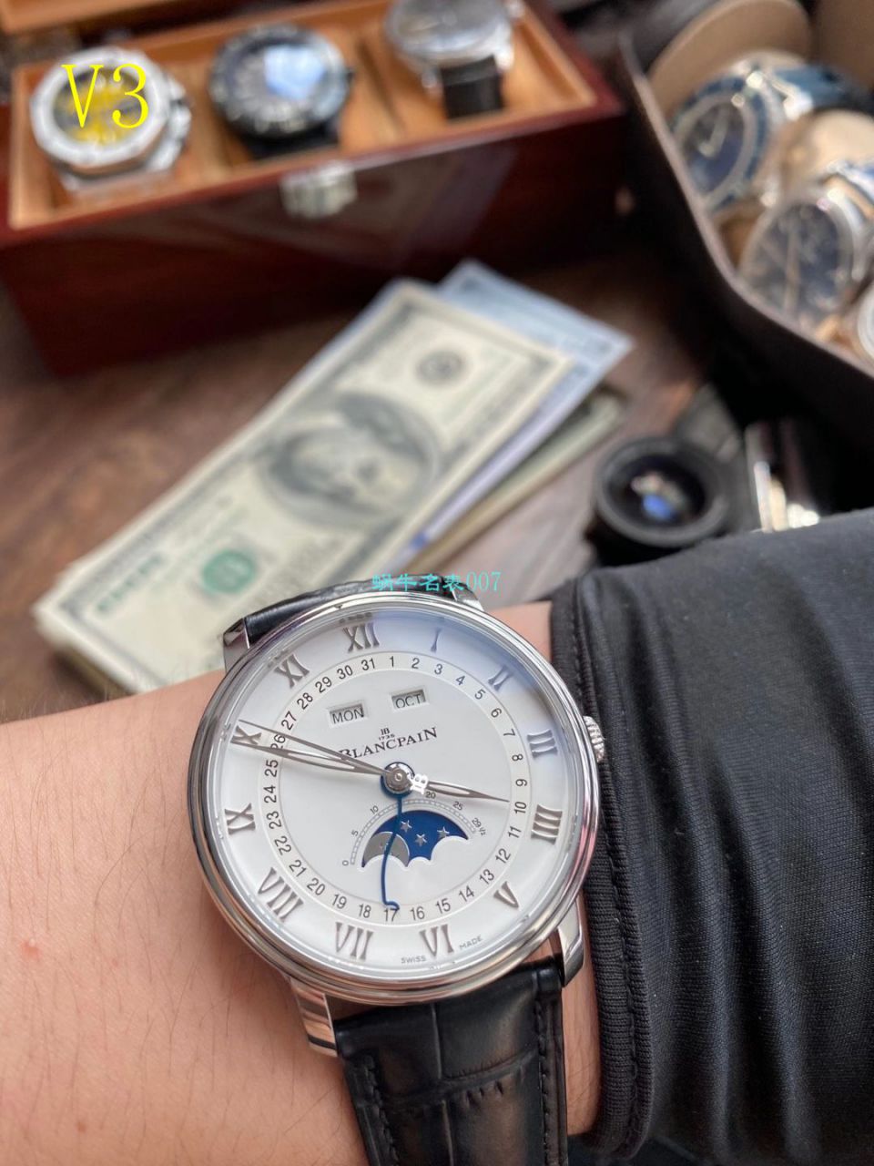 【 Video analysis OM Factory V3版本6654】Blancpain 经典月相6654-1127-55B 1比1复刻高仿手表 / BP073