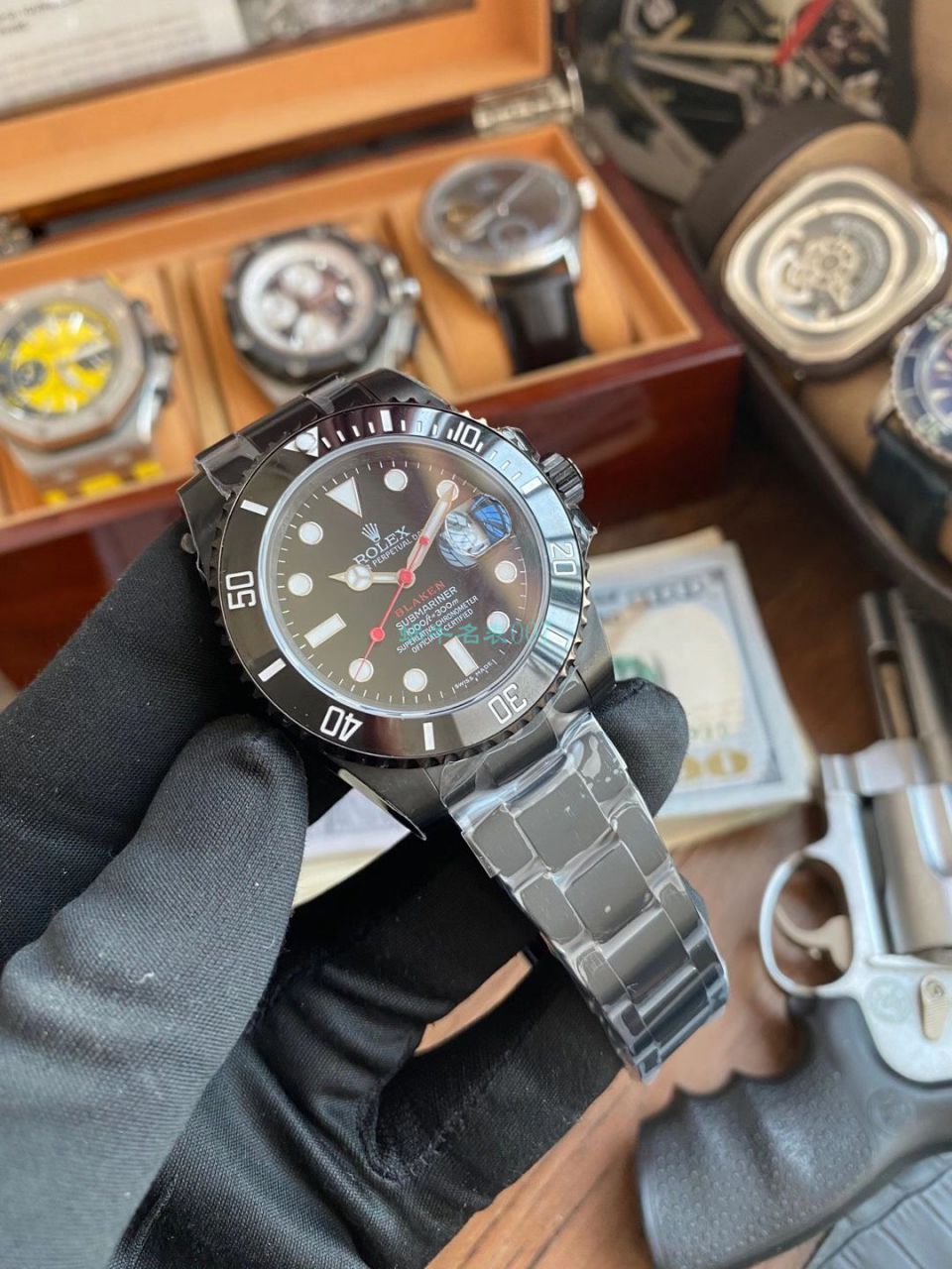 V9 Factory  Rolex 水鬼 top 复刻手表BLAKEN  SUBMARINER  DATE LV官方同款曜黑改装版 / R670