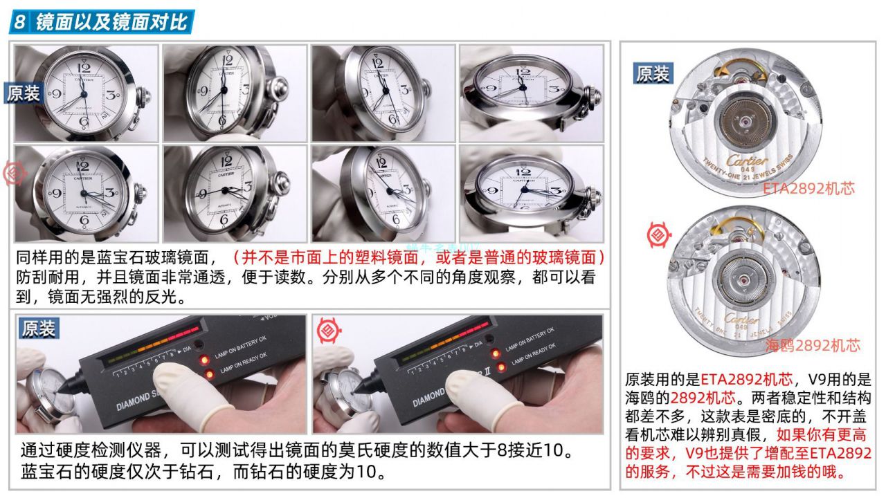 【高品质的复刻高仿手表】V9 Factory  Cartier  帕莎女表W31074M7，W31075M7，WSPA0013 wrist watch  / K319