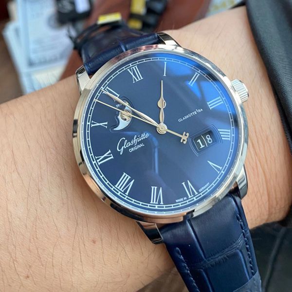 【视频最大的高仿手表网站】V9 Factory glashuette original原创议员月相100-04-05-12-30 wrist watch  / GLA069