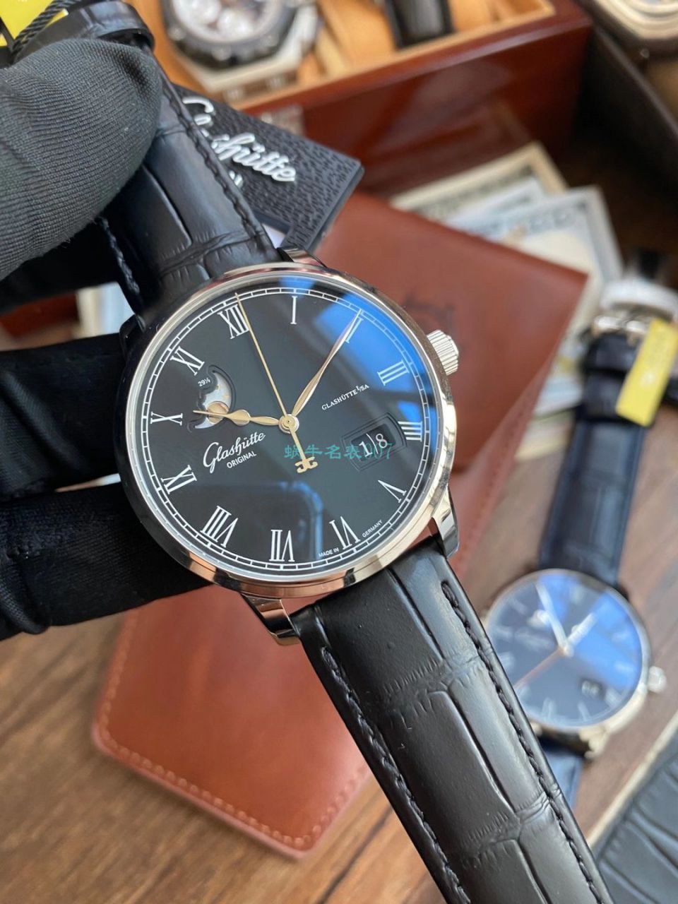 【视频最大的高仿手表网站】V9 Factory glashuette original原创议员月相100-04-05-12-30 wrist watch  / GLA069