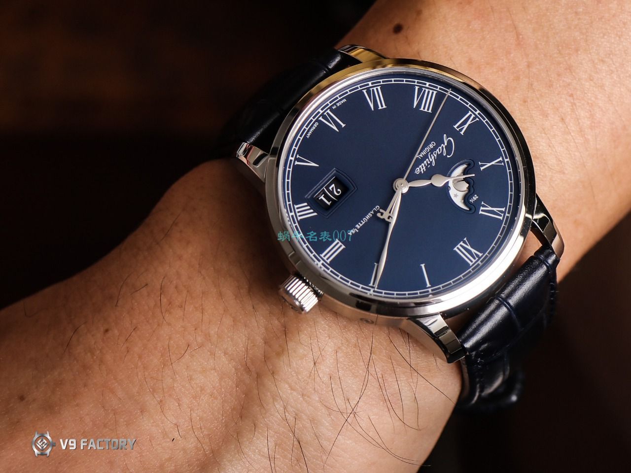 【视频最大的高仿手表网站】V9 Factory glashuette original原创议员月相100-04-05-12-30 wrist watch  / GLA069