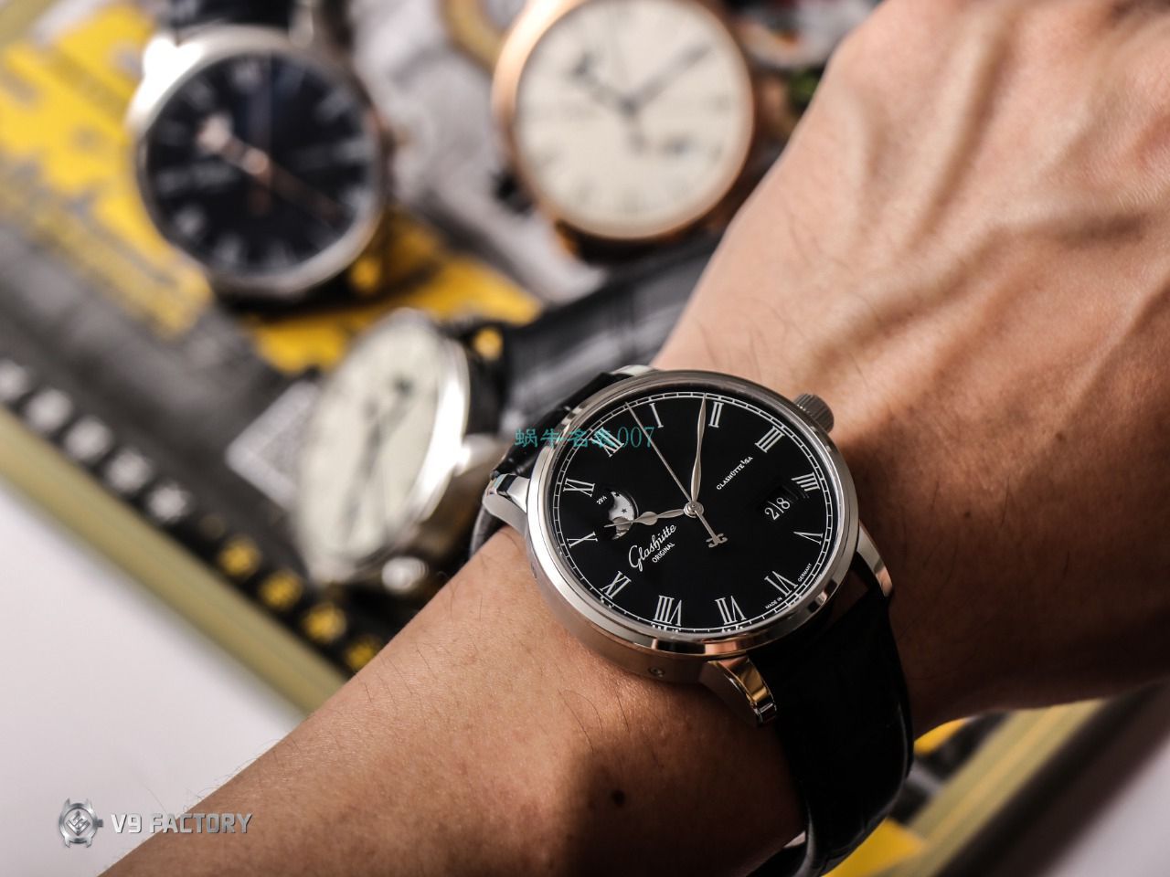 【视频最大的高仿手表网站】V9 Factory glashuette original原创议员月相100-04-05-12-30 wrist watch  / GLA069