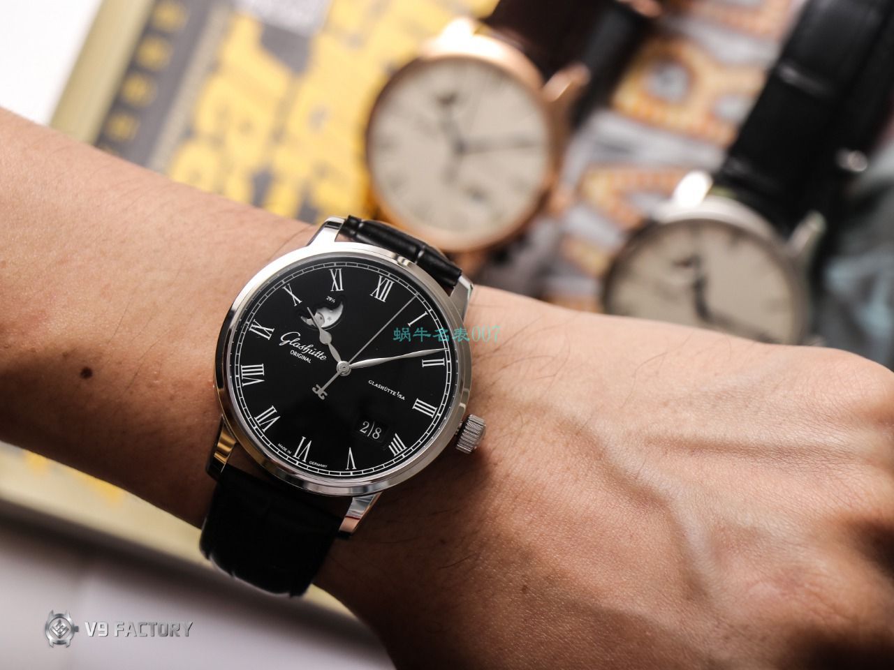 【视频最大的高仿手表网站】V9 Factory glashuette original原创议员月相100-04-05-12-30 wrist watch  / GLA069