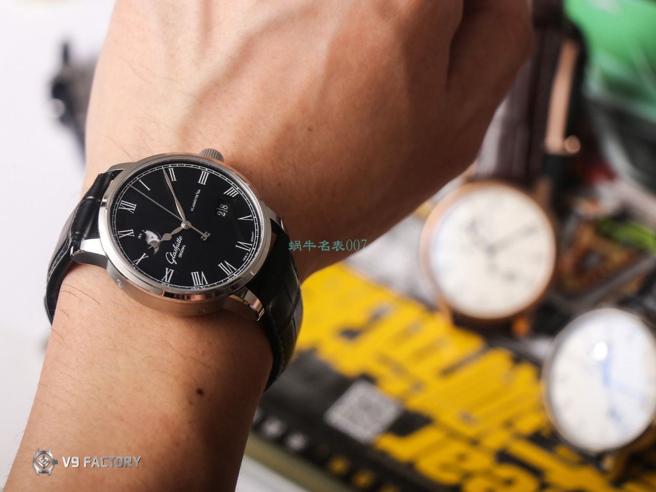 【视频最大的高仿手表网站】V9 Factory glashuette original原创议员月相100-04-05-12-30 wrist watch  / GLA069