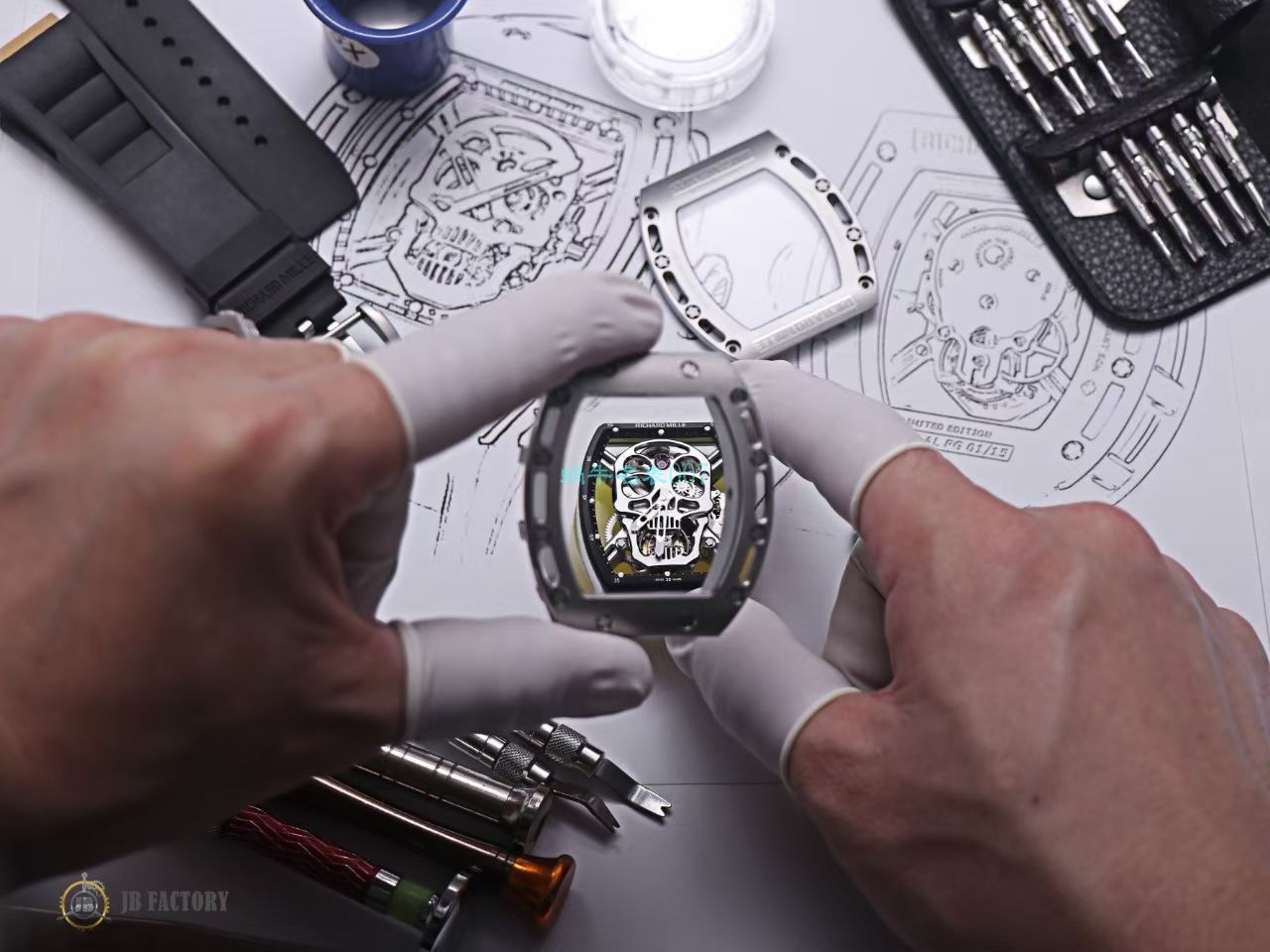 JB RICHARD MILLE RM52-01 top 复刻高仿真 Tourbillon RICHARD MILLE骷髅头 wrist watch  / JBRM52-01