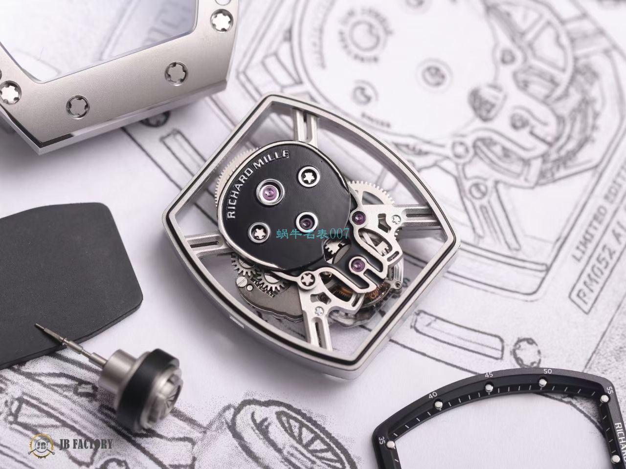 JB RICHARD MILLE RM52-01 top 复刻高仿真 Tourbillon RICHARD MILLE骷髅头 wrist watch  / JBRM52-01