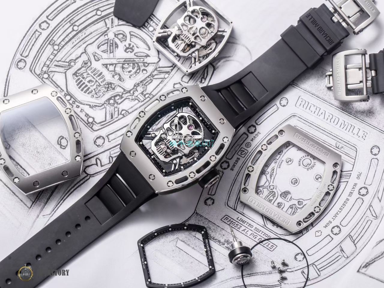 JB RICHARD MILLE RM52-01 top 复刻高仿真 Tourbillon RICHARD MILLE骷髅头 wrist watch  / JBRM52-01