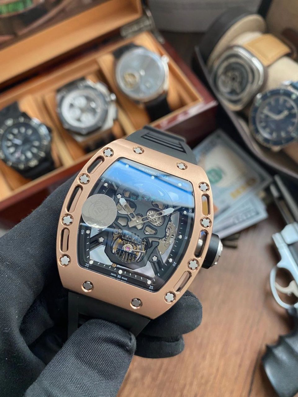 JB Factory  RICHARD MILLE RM52-01真 Tourbillon 1比1超A高仿手表RICHARD MILLE骷髅头 wrist watch  / RM5201JBJ