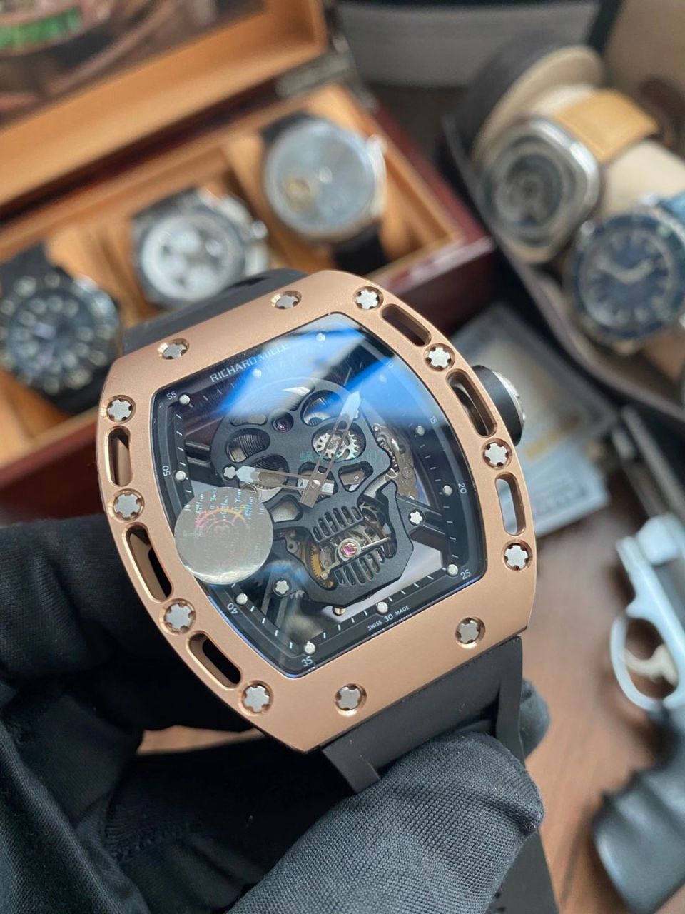 JB Factory  RICHARD MILLE RM52-01真 Tourbillon 1比1超A高仿手表RICHARD MILLE骷髅头 wrist watch  / RM5201JBJ