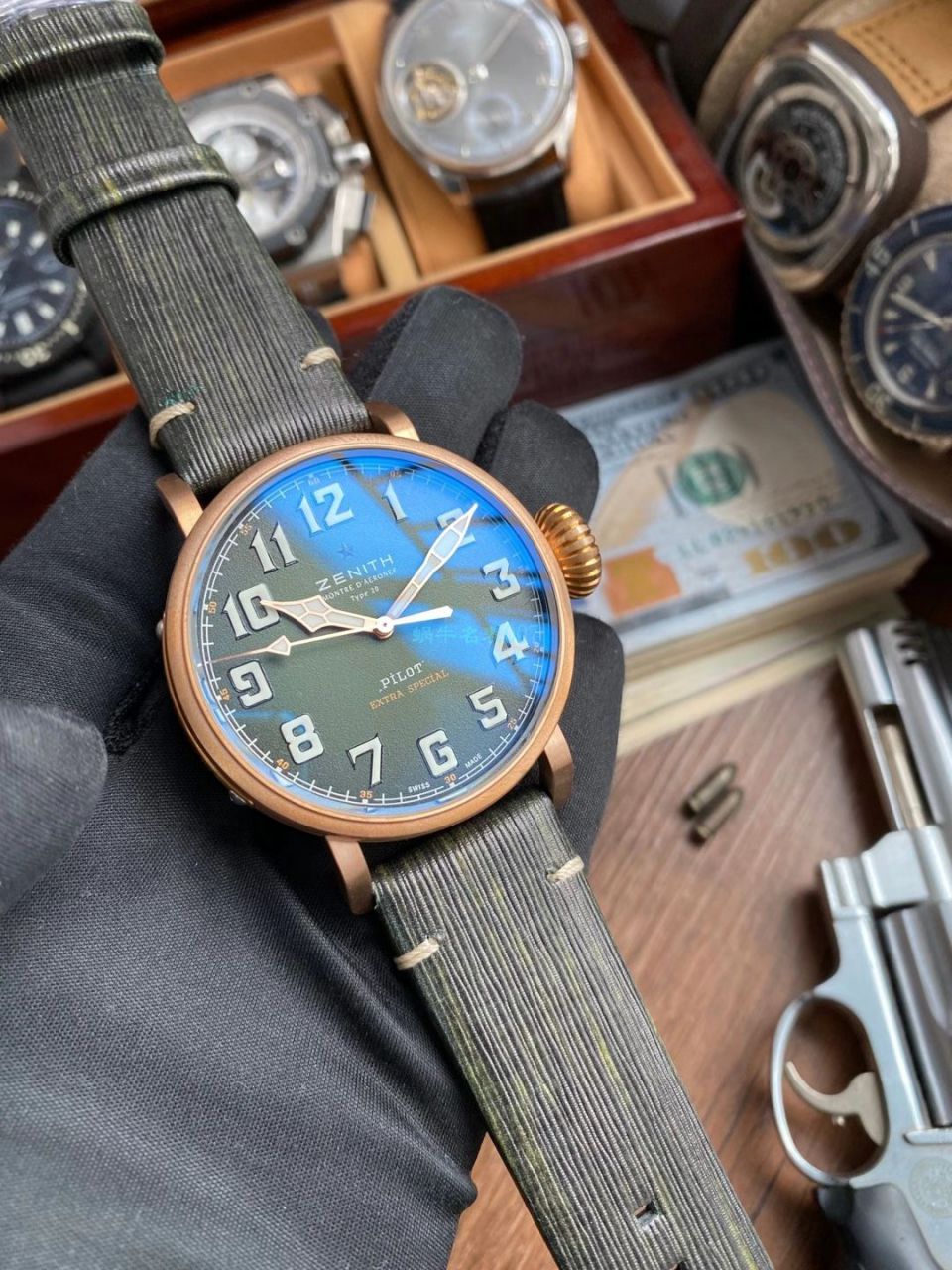 XF Factory 真力时卡其绿青铜大飞一比一高仿手表29.2430.679/63.I001 wrist watch  / ZSL063