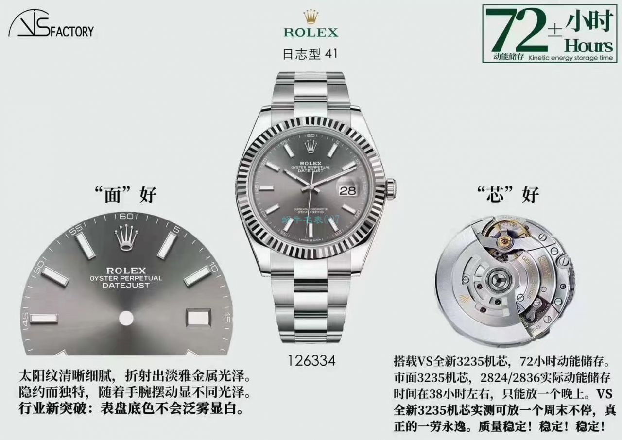 VS Factory 一比一 top 复刻高仿 Rolex   Datejust 系列m126333-0009手表 / R700