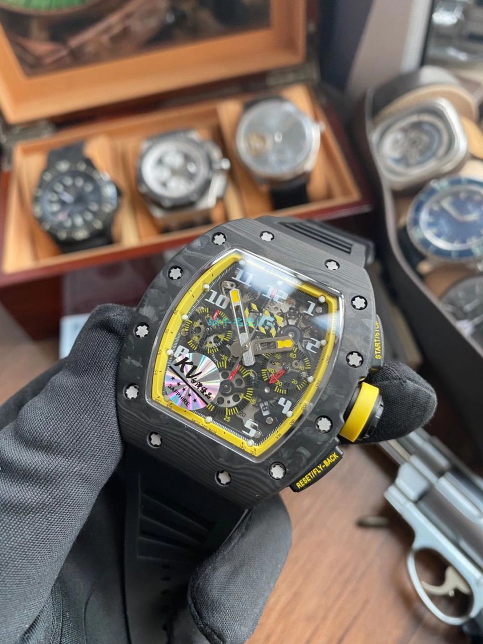 KV Factory  RICHARD MILLE RM011 Yellow Storm黄色风暴一比一复刻高仿手表 / KVRM011Yellow Storm