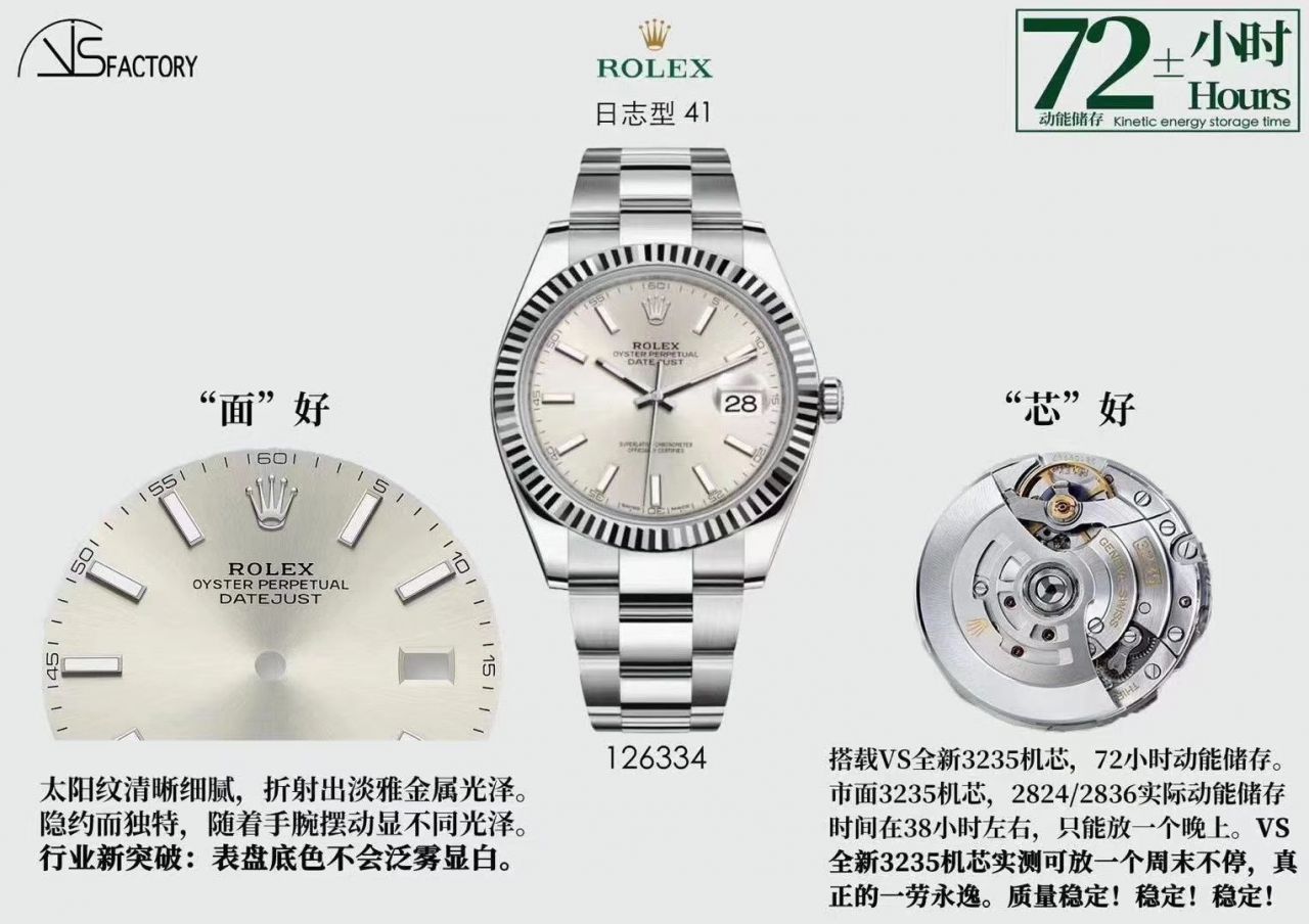 VS Factory  Rolex  Datejust 41毫米m126334-0002 top 复刻高仿 wrist watch  / R711