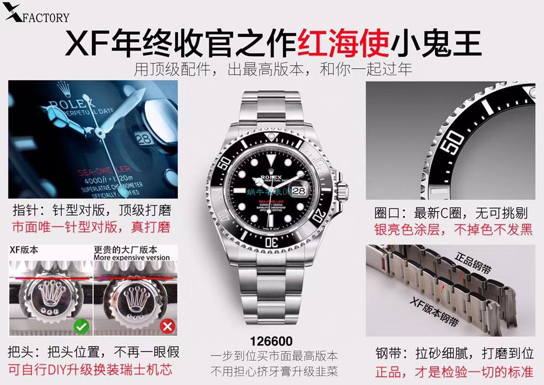 XF Factory 年终收官之作 Rolex 红海使小鬼王m126600-0001超A高仿手表 / R718