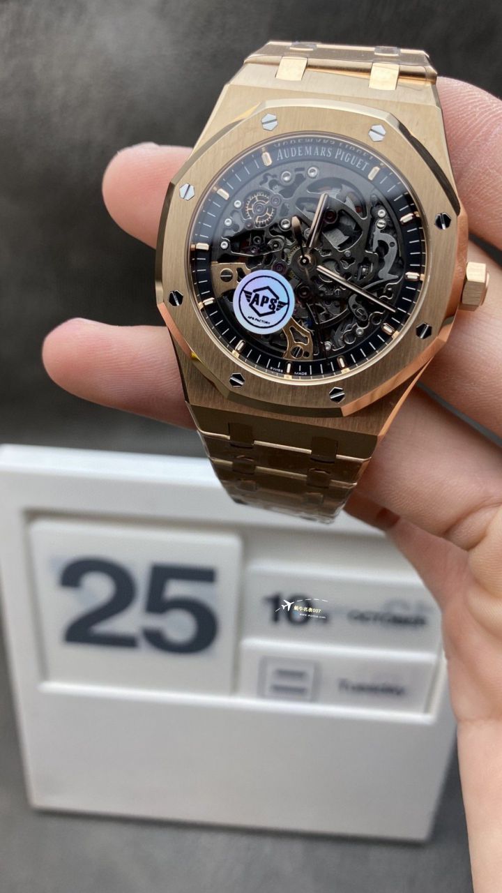 APS Factory Audemars Piguet 双摆轮镂空15407ST.OO.1220ST.01和15407OR.OO.1220OR.01一比一超A高仿手表 / AP232