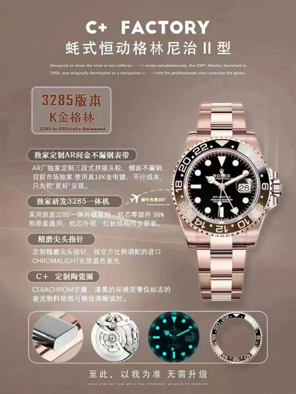 C+ Factory  top 1比1高仿复刻手表 Rolex  GMT MASTER II系列m126715chnr-0001，m126711chnr-0002沙士圈大闸蟹，m126710blro-0001可乐圈，m126719blro-0002（陨石面） / R767