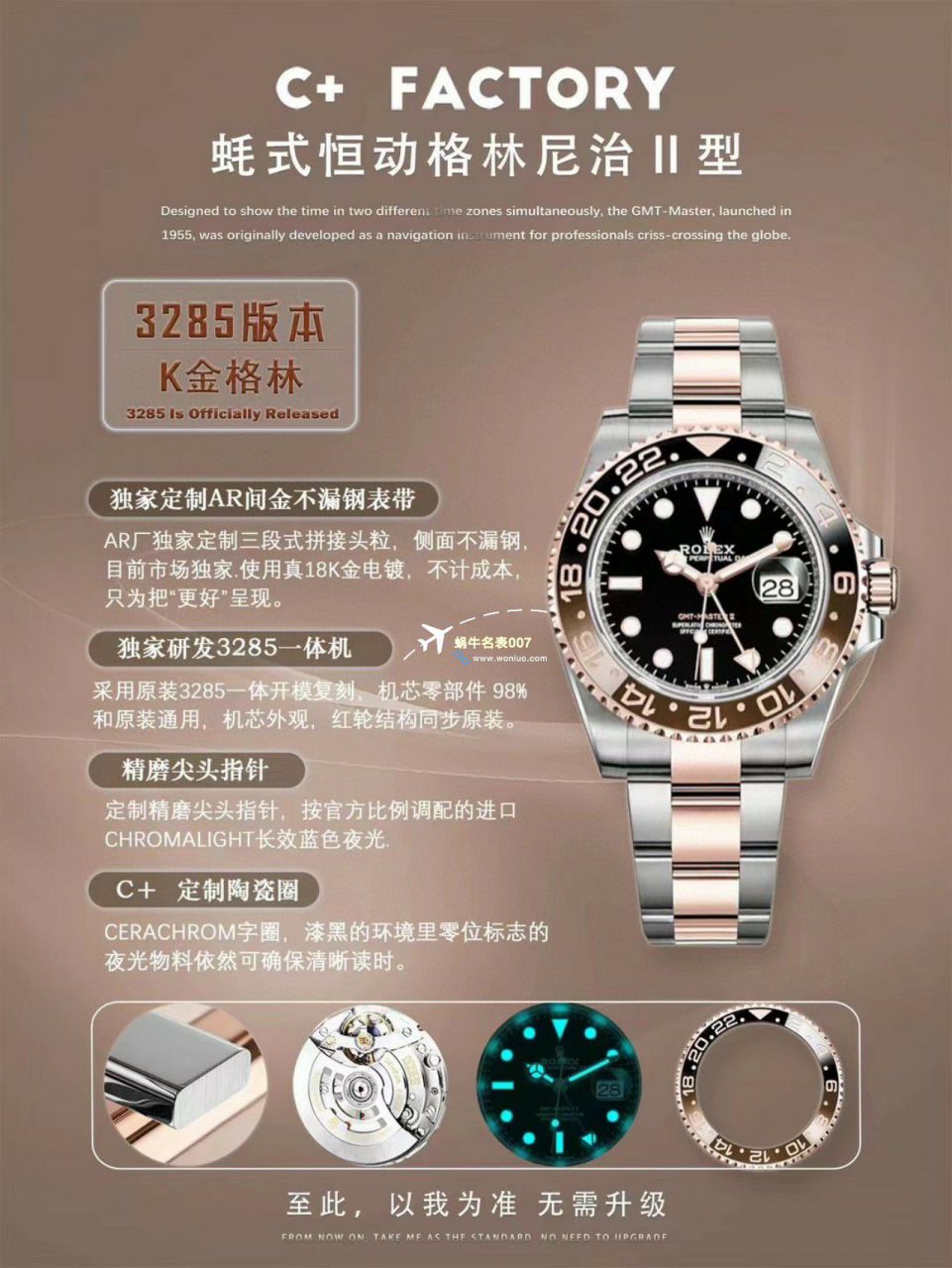 C+ Factory  top 1比1高仿复刻手表 Rolex  GMT MASTER II系列m126715chnr-0001，m126711chnr-0002沙士圈大闸蟹，m126710blro-0001可乐圈，m126719blro-0002（陨石面） / R767