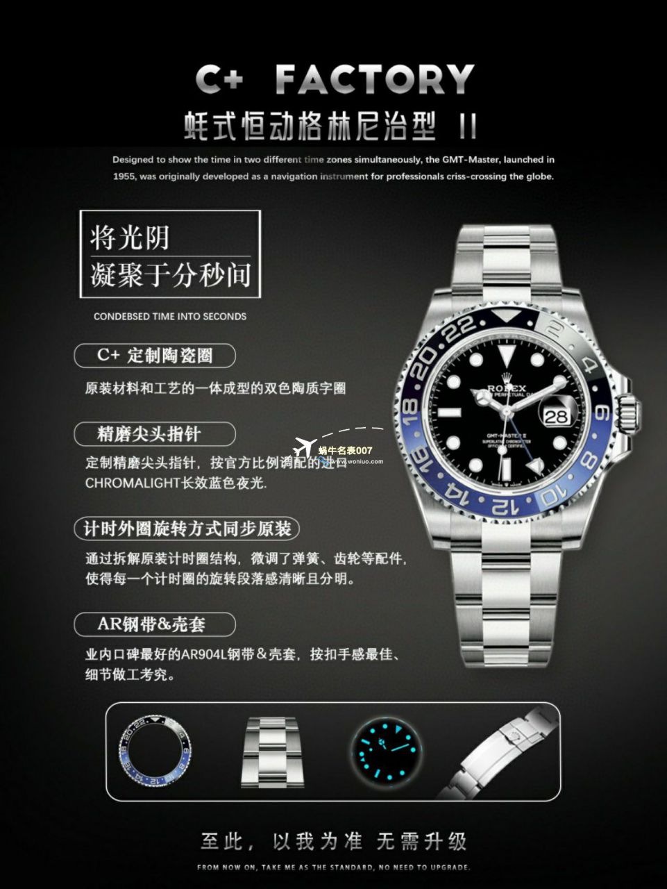 C+ Factory  top 1比1高仿复刻手表 Rolex  GMT MASTER II系列m126715chnr-0001，m126711chnr-0002沙士圈大闸蟹，m126710blro-0001可乐圈，m126719blro-0002（陨石面） / R767