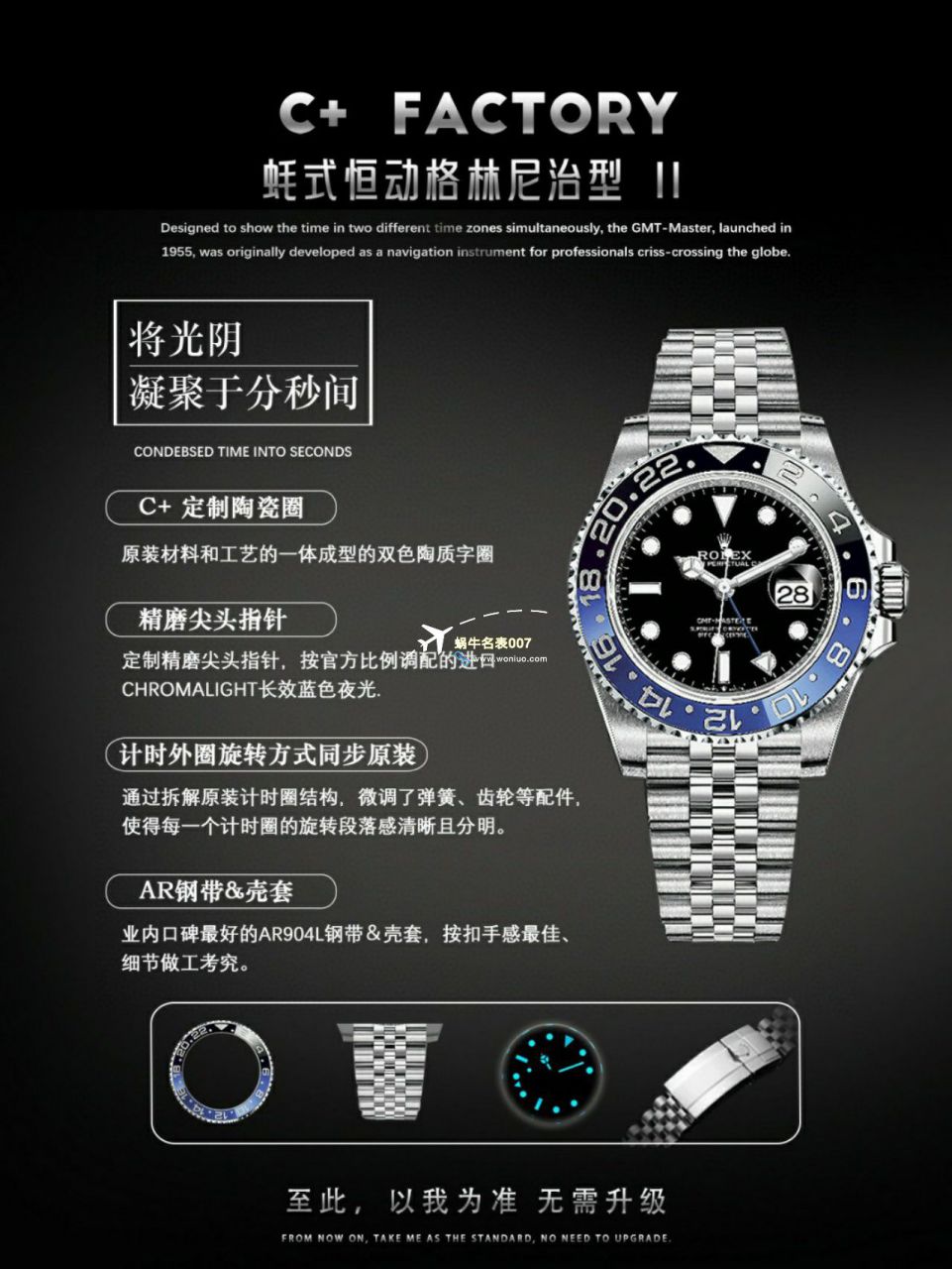 C+ Factory  top 1比1高仿复刻手表 Rolex  GMT MASTER II系列m126715chnr-0001，m126711chnr-0002沙士圈大闸蟹，m126710blro-0001可乐圈，m126719blro-0002（陨石面） / R767