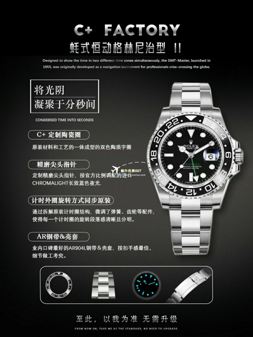 C+ Factory  top 1比1高仿复刻手表 Rolex  GMT MASTER II系列m126715chnr-0001，m126711chnr-0002沙士圈大闸蟹，m126710blro-0001可乐圈，m126719blro-0002（陨石面） / R767