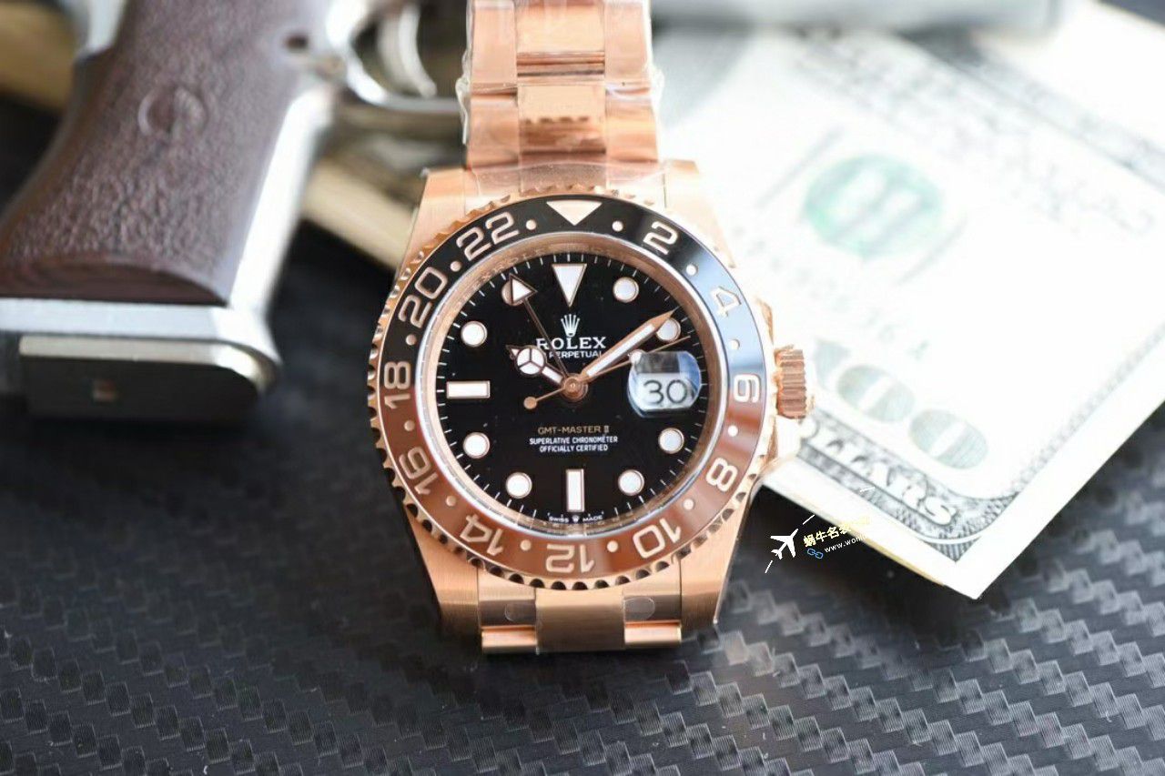Clean Factory C Factory 一比一精仿复刻高仿手表 Rolex  GMT MASTER II全玫瑰金m126715chnr-0001 wrist watch  / R775
