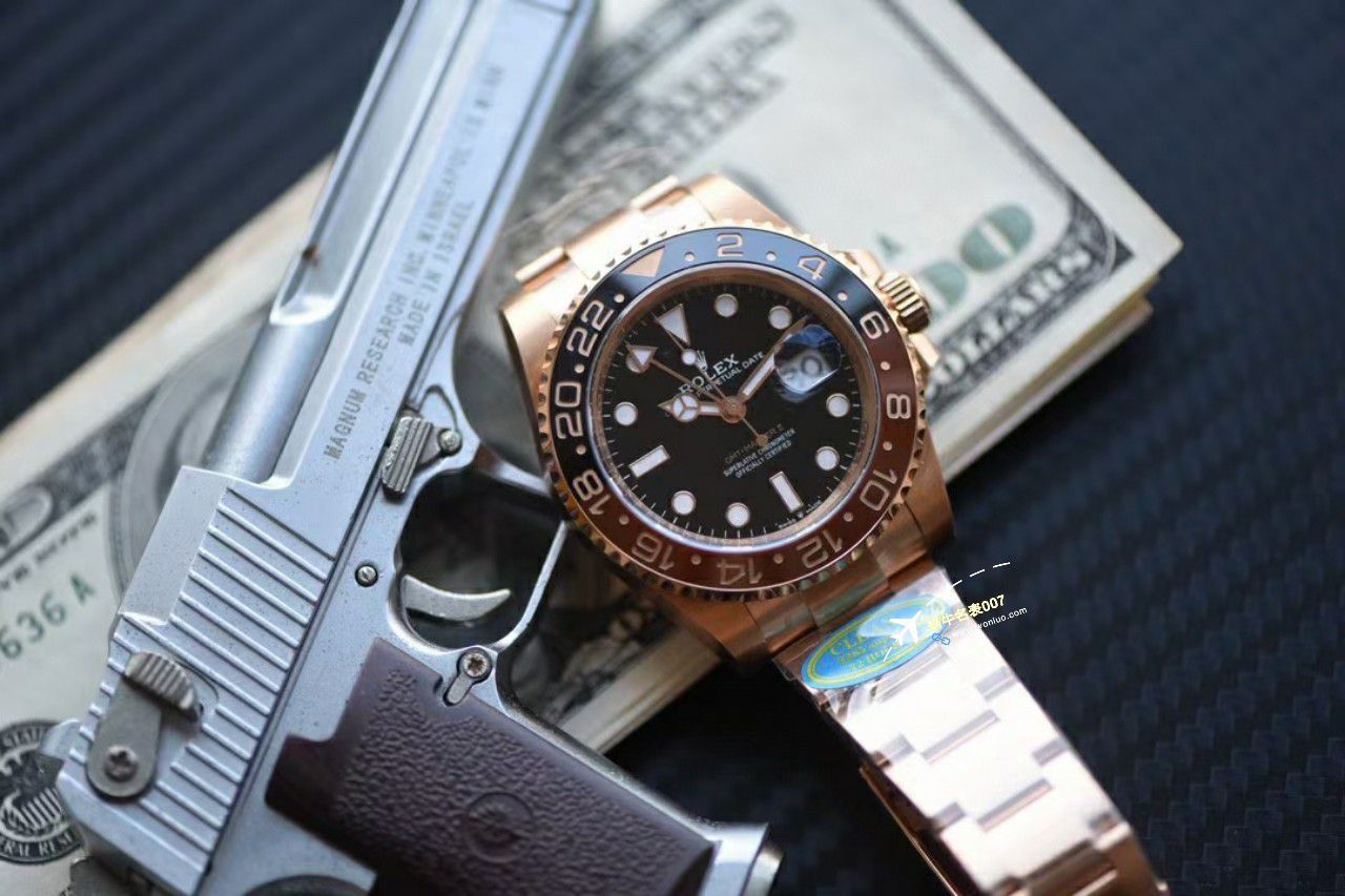 Clean Factory C Factory 一比一精仿复刻高仿手表 Rolex  GMT MASTER II全玫瑰金m126715chnr-0001 wrist watch  / R775