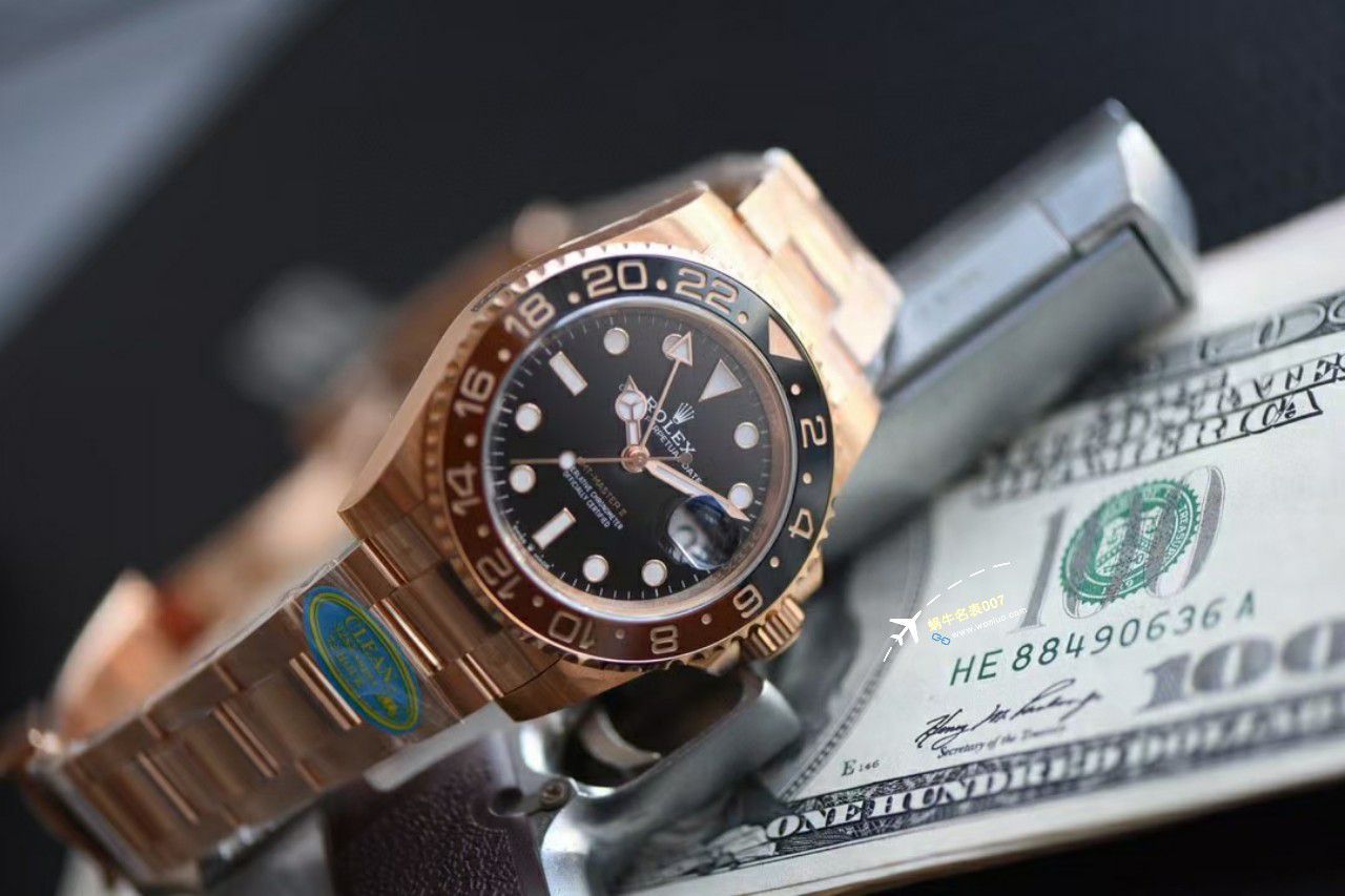 Clean Factory C Factory 一比一精仿复刻高仿手表 Rolex  GMT MASTER II全玫瑰金m126715chnr-0001 wrist watch  / R775