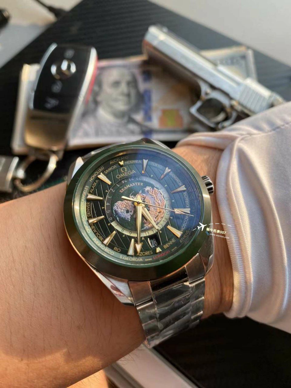 VS Factory OMEGA Seamaster 150世界时绿面盘一比一复刻手表220.30.43.22.10.001 wrist watch  / M786