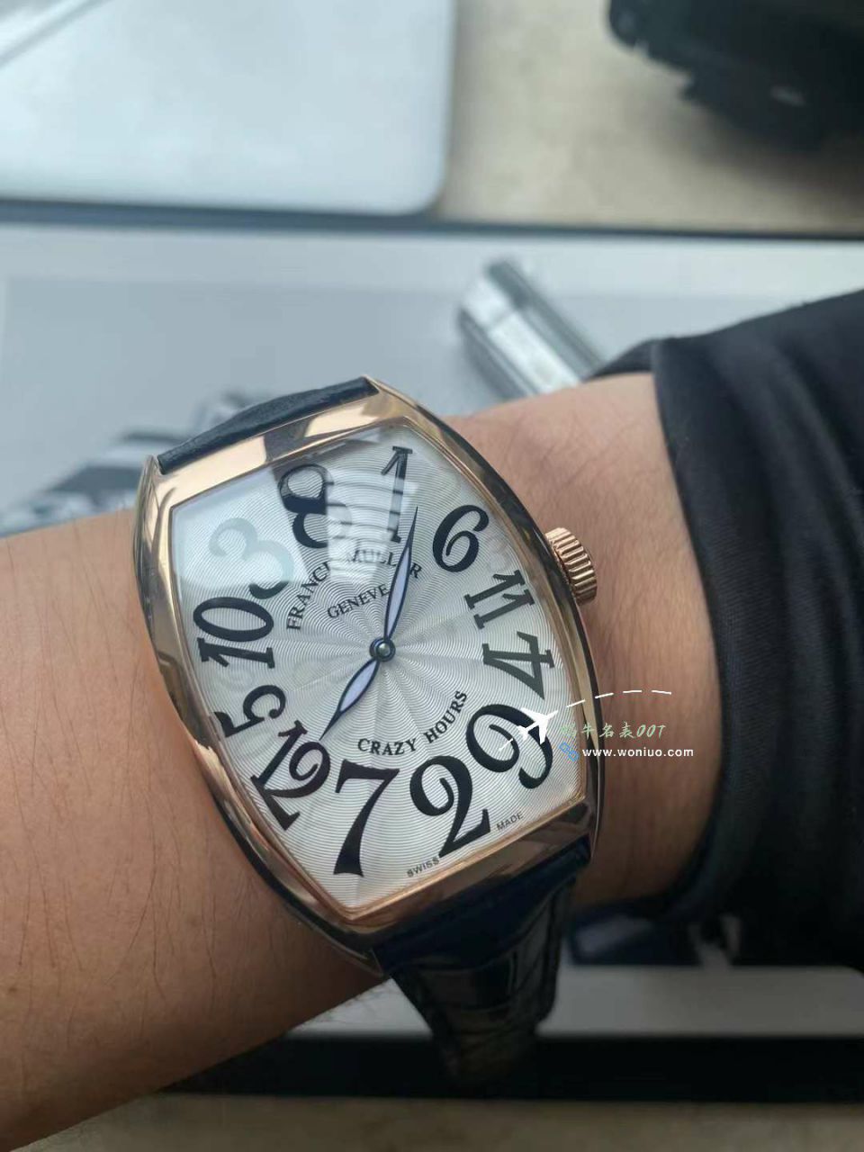  Video analysis Franck MullerCRAZY HOURS 系列8880 CH  top 复刻高仿乱跳时间玫瑰金 watchcase 黑色时标白盘 wrist watch  / FL082