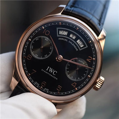 【YL一比一超A高仿手表】 IWC 葡萄牙年历 wrist watch  IWC 年历玫瑰金黑面款